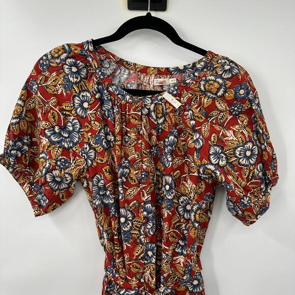 FAHERTY NWT Carmel LInen Blend Red Floral Tie Waist Dress // XS - Picture 6 of 15